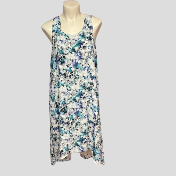 Sam Edelman Blue Floral Cut Out Racerback High-Low Dress - Picture 2 of 14